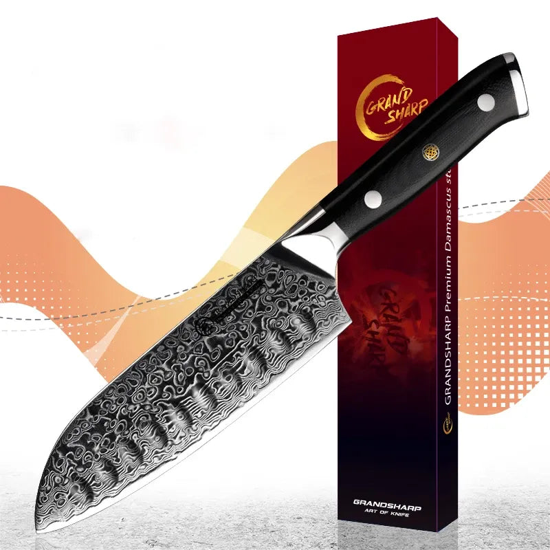 Couteau Santoku en Acier Damassé 12,6 cm - Katana (刀)