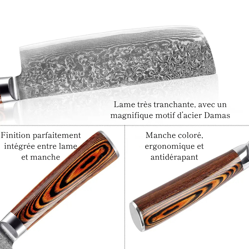 Couteau Nakiri en acier Damassé 17 cm - Tsubaki (椿)
