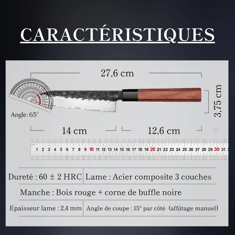 Couteau Santoku en Acier Composite 14 cm - Kensei (剣聖)