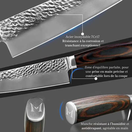 Couteau Santoku en Acier Inoxydable - Tetsu (鉄)