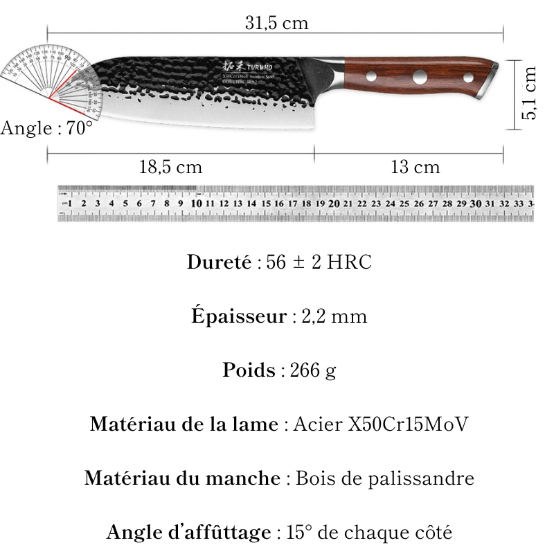 Couteau Santoku en Acier Inoxydable 18 cm - Hikari (光)