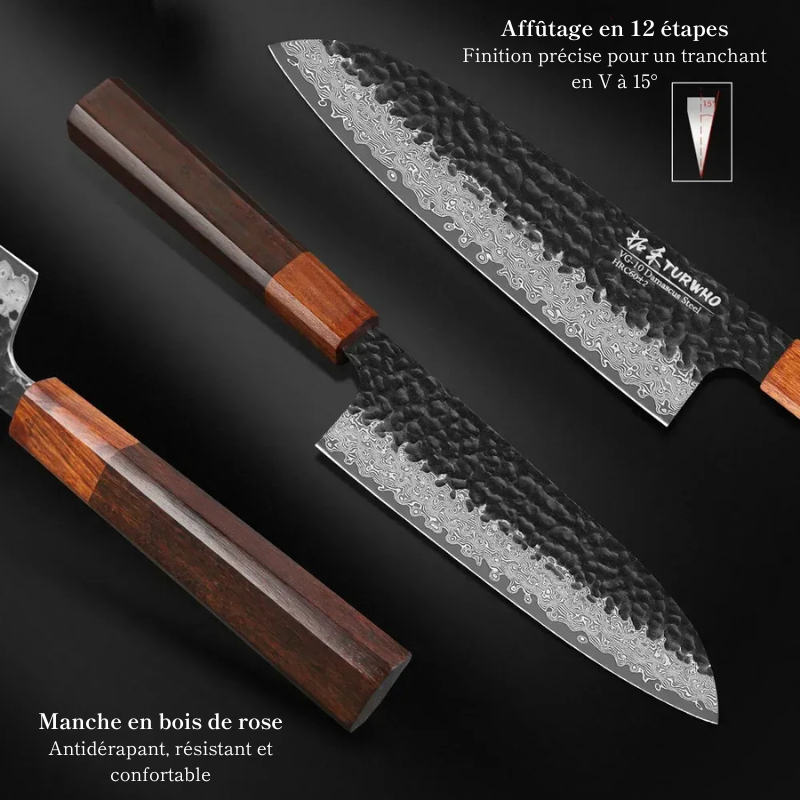Couteau Santoku en Acier Damassé 18 cm - Sora (空)