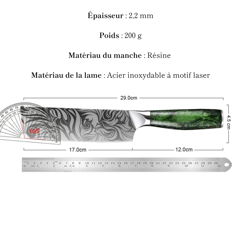 Couteau Nakiri en acier inoxydable 17 cm - Kaito (海斗)