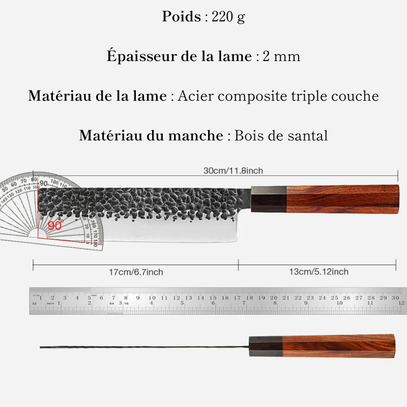 Couteau Nakiri en acier inoxydable 17 cm - Isamu (勇)
