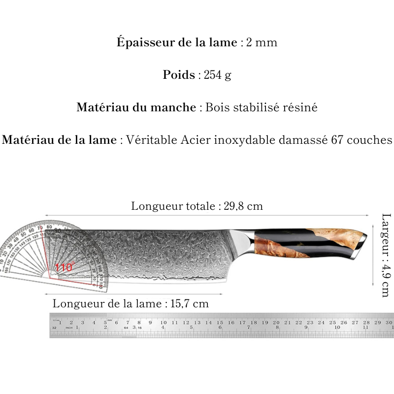 Couteau Nakiri en acier Damassé 16 cm - Raiden (雷電)
