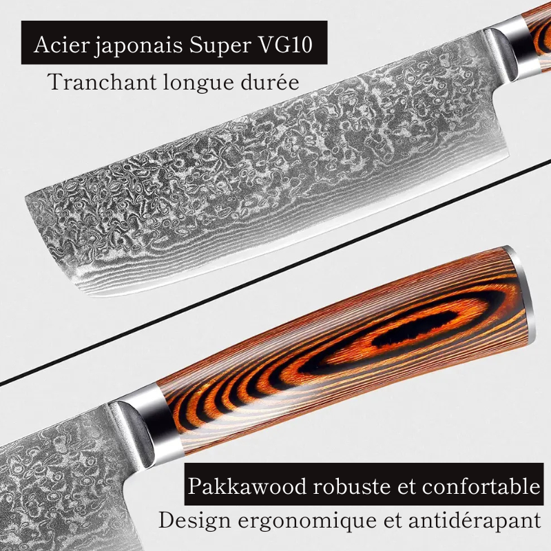 Couteau Nakiri en acier Damassé 17 cm - Tsubaki (椿)