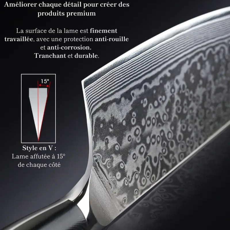 Couteau Nakiri en acier Damassé 18 cm - Raijin (雷神)