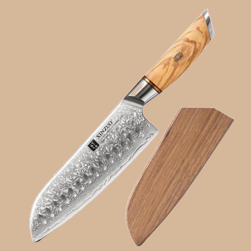 Couteau Santoku en Acier Damassé 18 cm - Gekido (激怒)