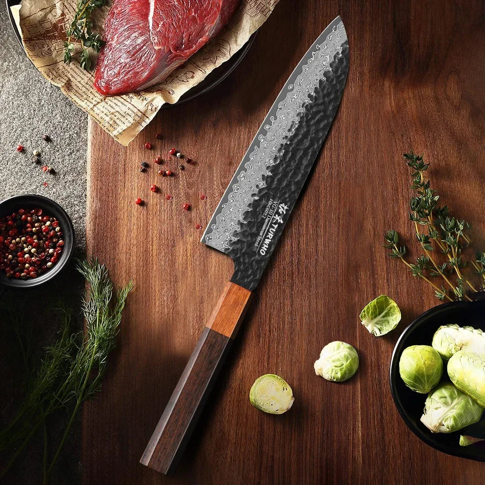 Couteau Santoku en Acier Damassé 18 cm - Sora (空)