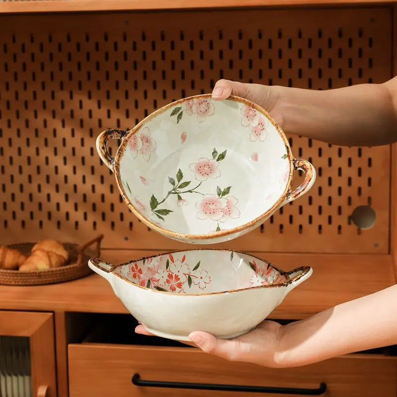 Bol à Ramen en porcelaine motif floral - Hana (花)