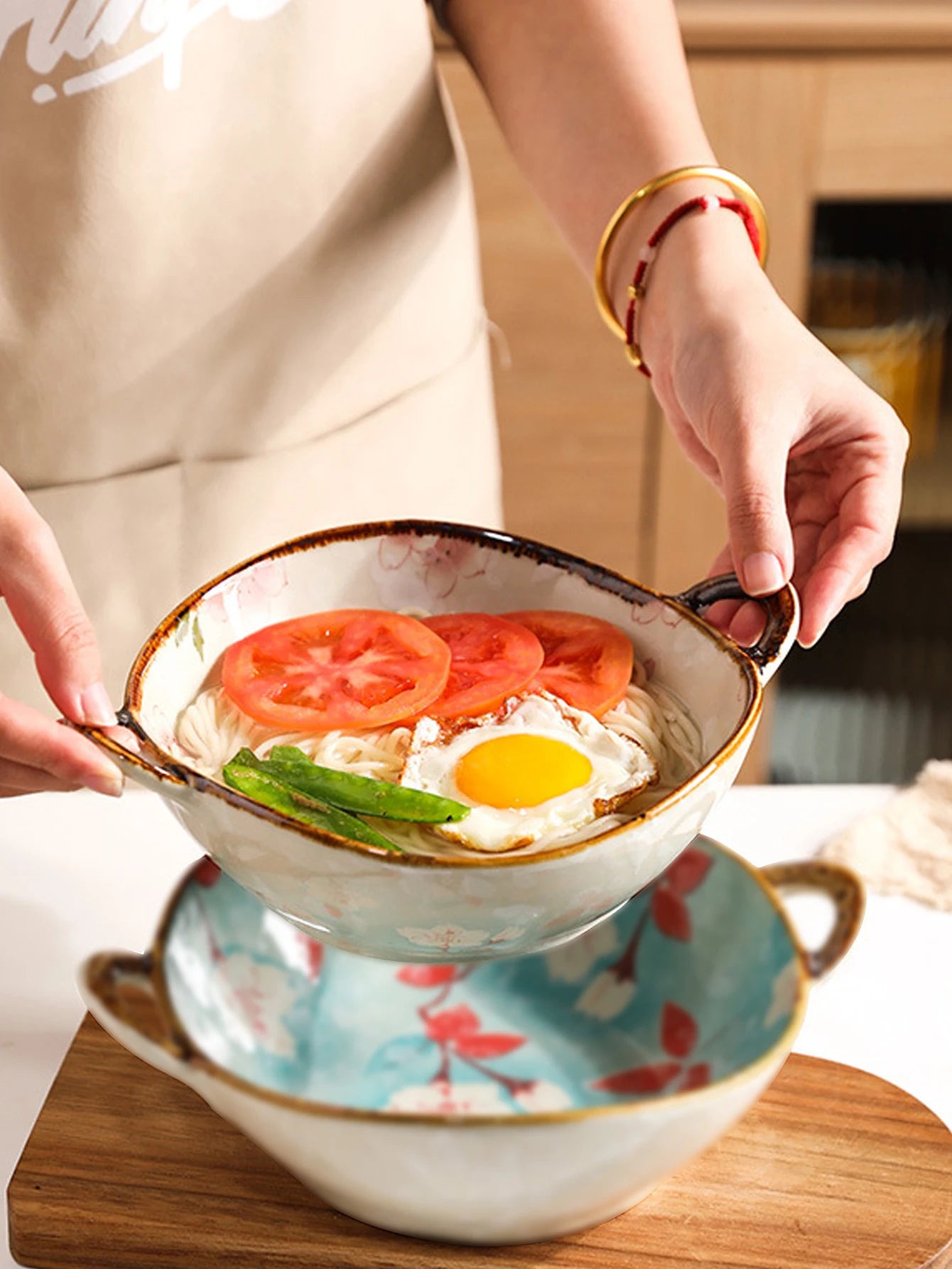 Bol à Ramen en porcelaine motif floral - Hana (花)