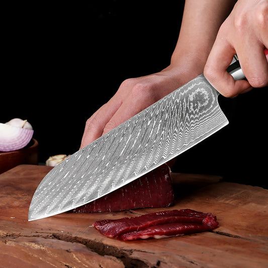 Couteau Santoku en Acier Damassé 17 cm - Kumo (雲)