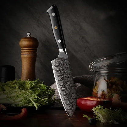 Couteau Santoku en Acier Damassé 12,6 cm - Katana (刀)
