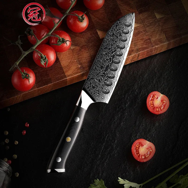 Couteau Santoku en Acier Damassé 12,6 cm - Katana (刀)