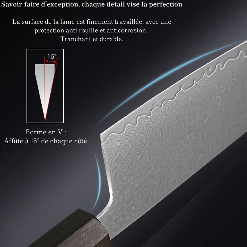 Couteau Nakiri en acier Damassé 16 cm - Tsuru (鶴)