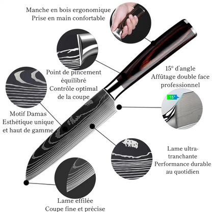 Couteau Santoku en Acier Carbone - Seika (成果)