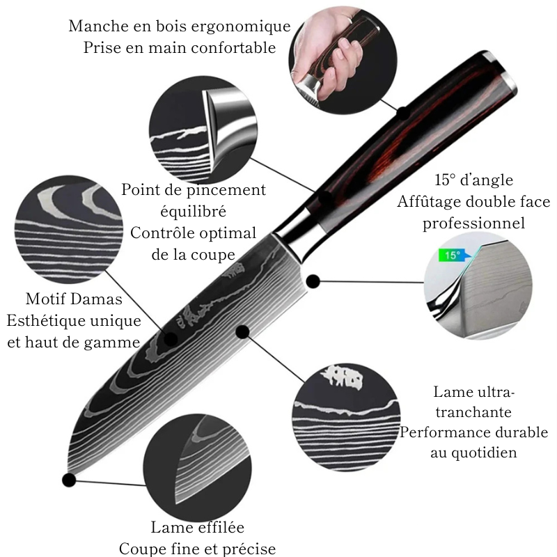 Couteau Santoku en Acier Inoxydable 12,5 cm - Kurokiba (黒木場)