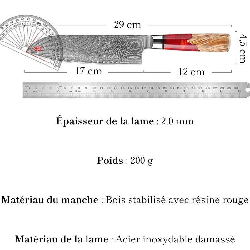 Couteau Santoku en Acier Damassé 17 cm - Kumo (雲)