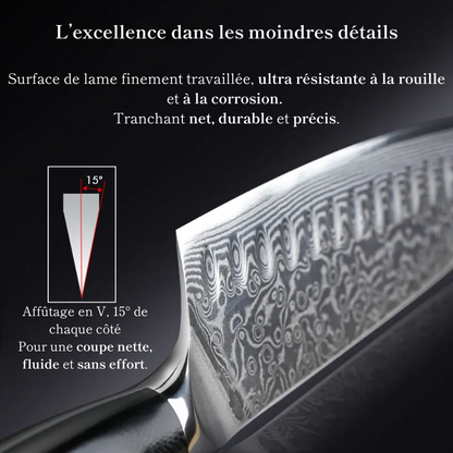 Couteau Santoku en Acier Damassé 18 cm - Kawa (河)