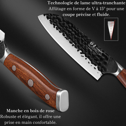 Couteau Santoku 12,8 cm en Acier Inoxydable - Bushi (武士)