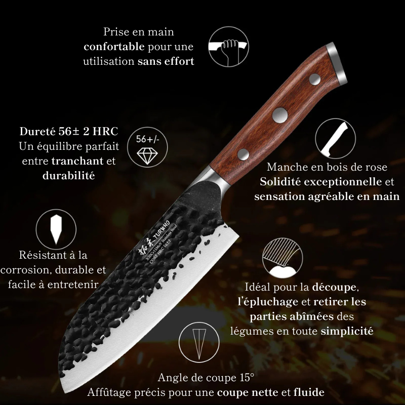 Couteau Santoku 12,8 cm en Acier Inoxydable - Bushi (武士)