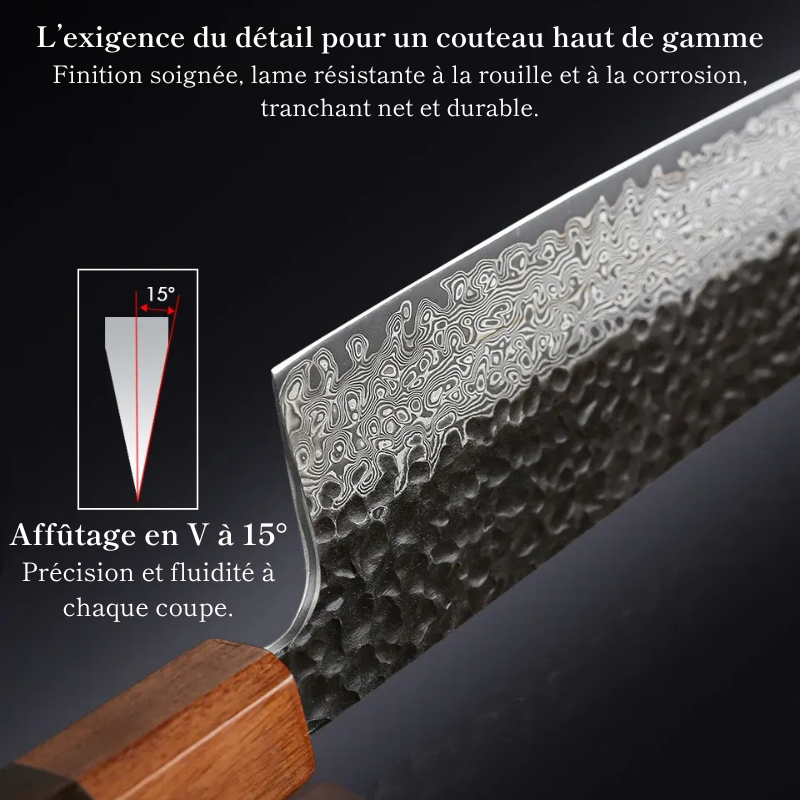 Couteau Santoku en Acier Damassé 18 cm - Sora (空)