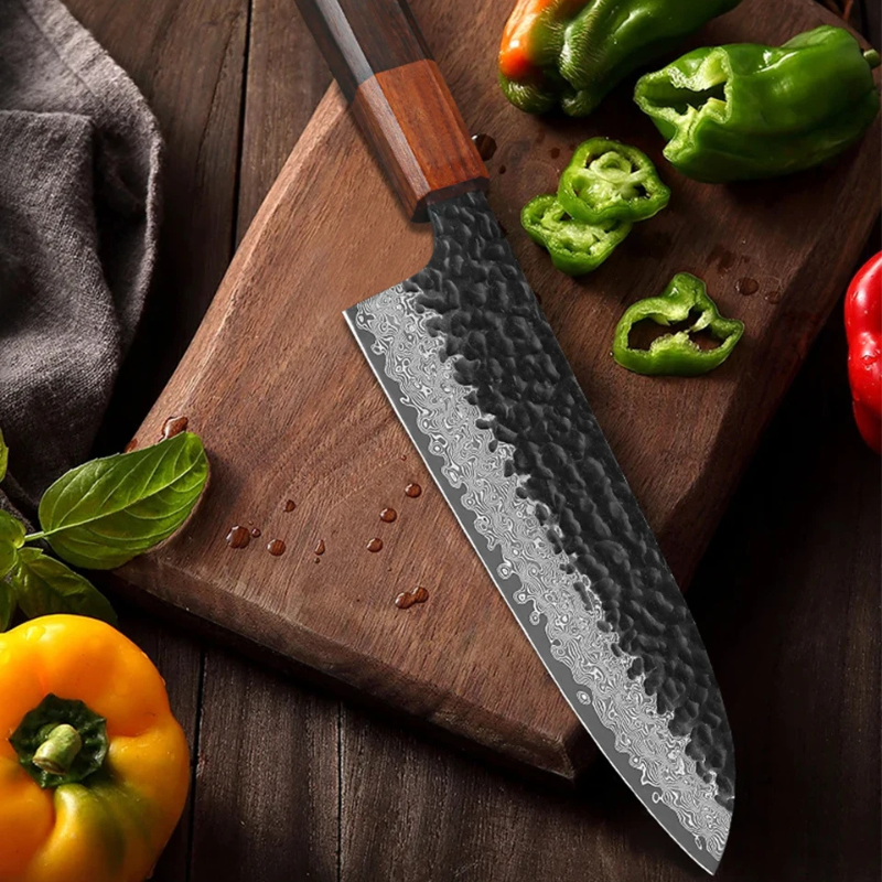 Couteau Santoku en Acier Damassé 18 cm - Sora (空)