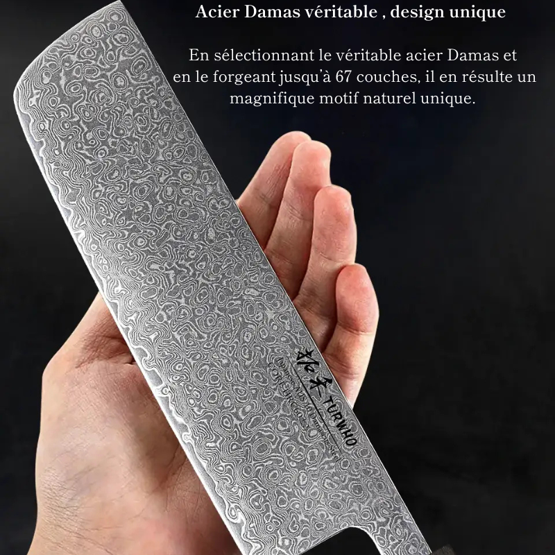 Couteau Nakiri en acier Damassé 16 cm - Tsuru (鶴)