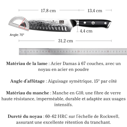 Couteau Santoku en Acier Damassé 18 cm - Fuji (富士)