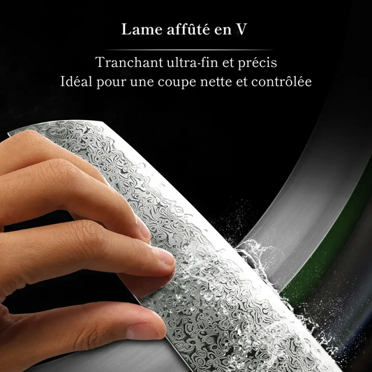 Couteau Nakiri en acier Damassé 18 cm - Kuroki (黒木)