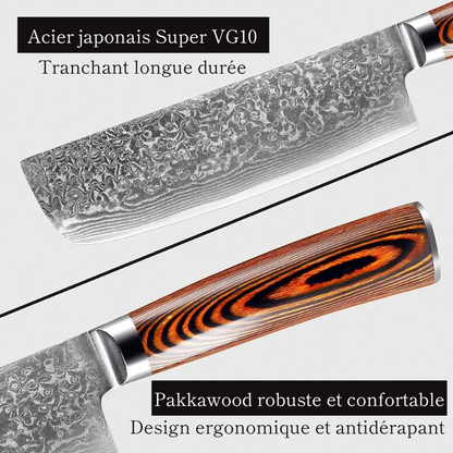 Couteau Nakiri en acier Damassé 17 cm - Tsubaki (椿)