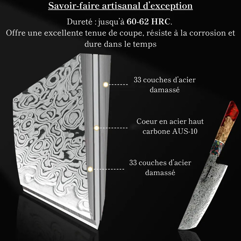 Couteau Nakiri en acier Damassé 18 cm - Kuroki (黒木)