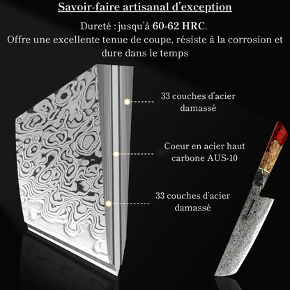 Couteau Nakiri en acier Damassé 18 cm - Kuroki (黒木)