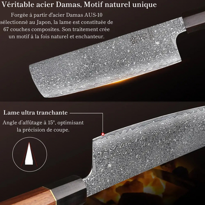 Couteau Nakiri en acier Damassé 16 cm - Ryu (龍)