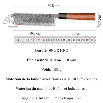 Couteau Nakiri en acier Damassé 16 cm - Ryu (龍)