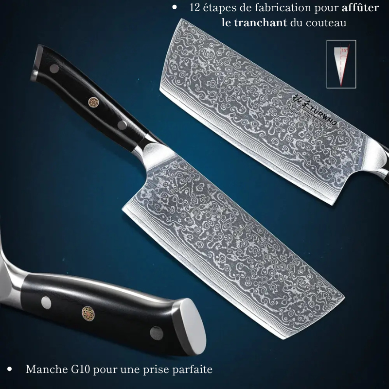Couteau Nakiri en acier Damassé 18 cm - Raijin (雷神)