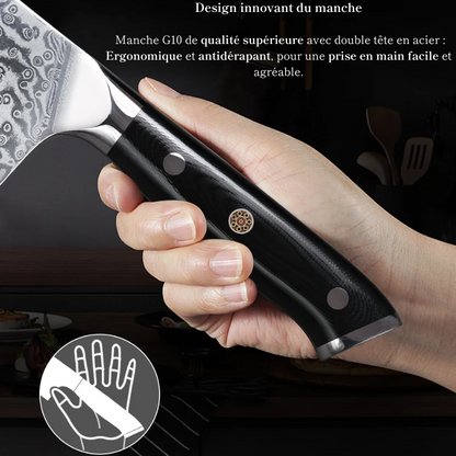 Couteau Santoku en Acier Damassé 18 cm - Kawa (河)