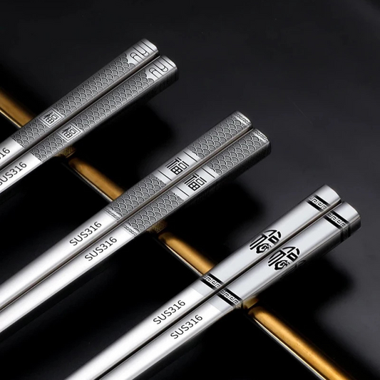 Baguettes Japonaises en acier inoxydable - Kairo (魁龍)