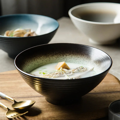 Bol à Ramen en porcelaine style rétro - Sabi (錆)