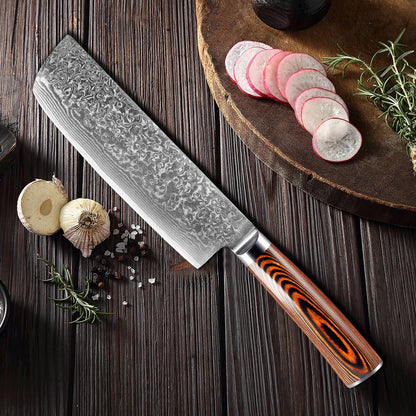 Couteau Nakiri en acier Damassé 17 cm - Tsubaki (椿)
