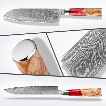 Couteau Santoku en Acier Damassé 17 cm - Kumo (雲)