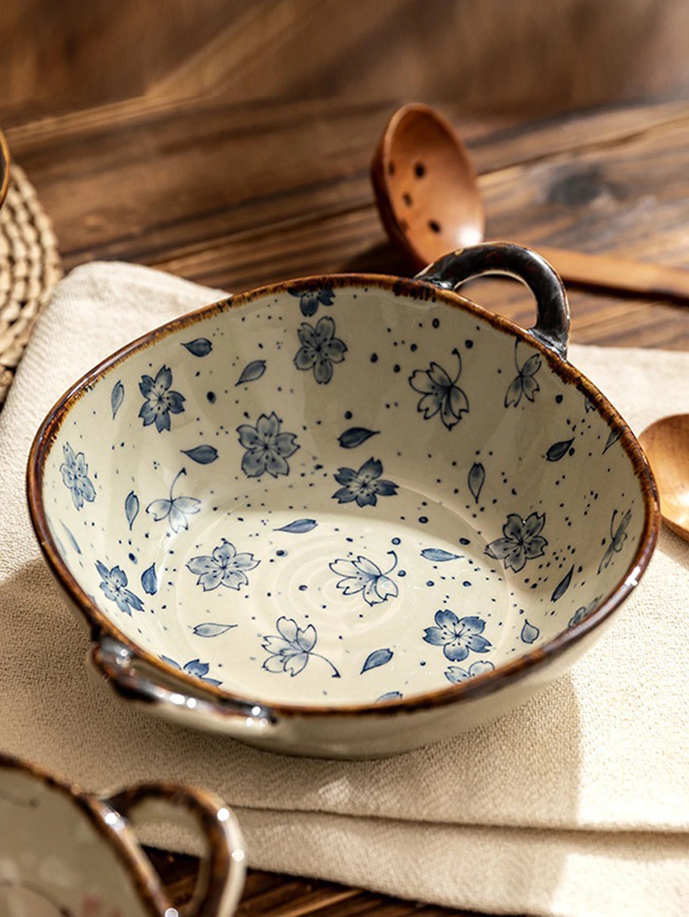 Bol à Ramen en porcelaine motif floral - Hana (花)