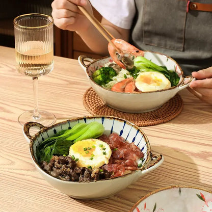 Bol à Ramen en porcelaine motif floral - Hana (花)