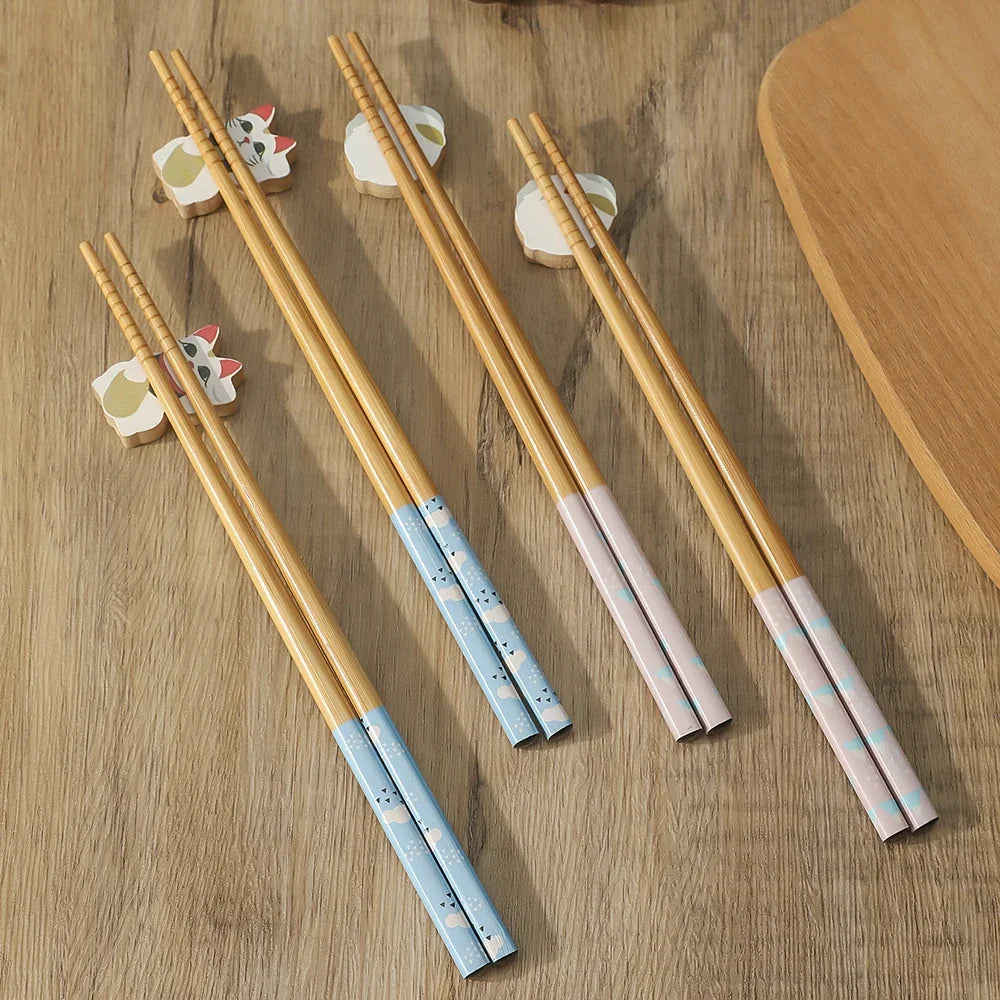 Baguettes Japonaises en bambou 2 paires - Takeo (竹男)