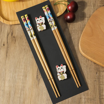 Baguettes Japonaises en bambou 2 paires - Takeo (竹男)