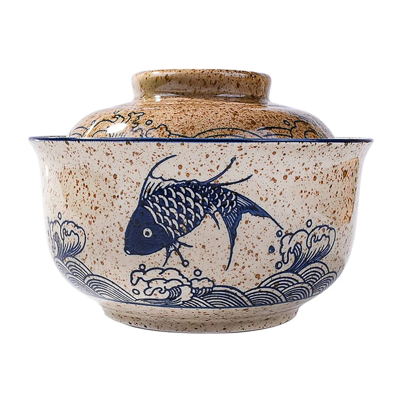 Bol à Ramen floral en porcelaine avec couvercle - Suki (好き)