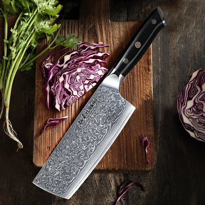 Couteau Nakiri en acier Damassé 18 cm - Raijin (雷神)