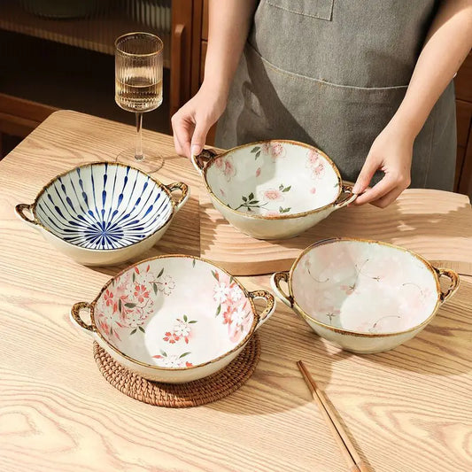 Bol à Ramen en porcelaine motif floral - Hana (花)
