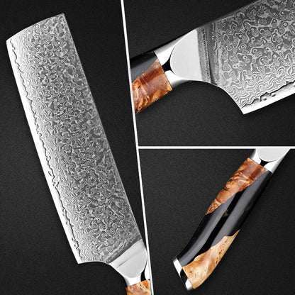Couteau Nakiri en acier Damassé 16 cm - Raiden (雷電)
