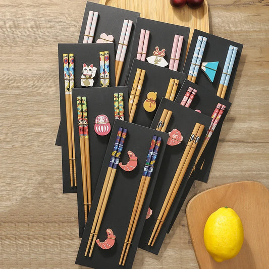 Baguettes Japonaises en bambou 2 paires - Takeo (竹男)